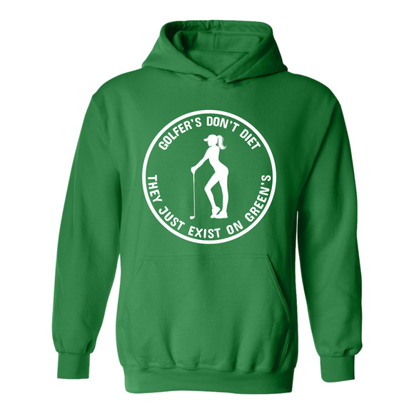 Golf Hoodie Golfers Don't Diet On Greens Funny WOMAN Golfer Golfing  Sweatshirt - Picture 12 of 15